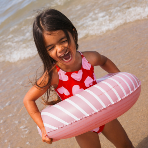 Schwimmring Rosa/Weiß gestreift – Zuckerdonut Design Ø 55 cm