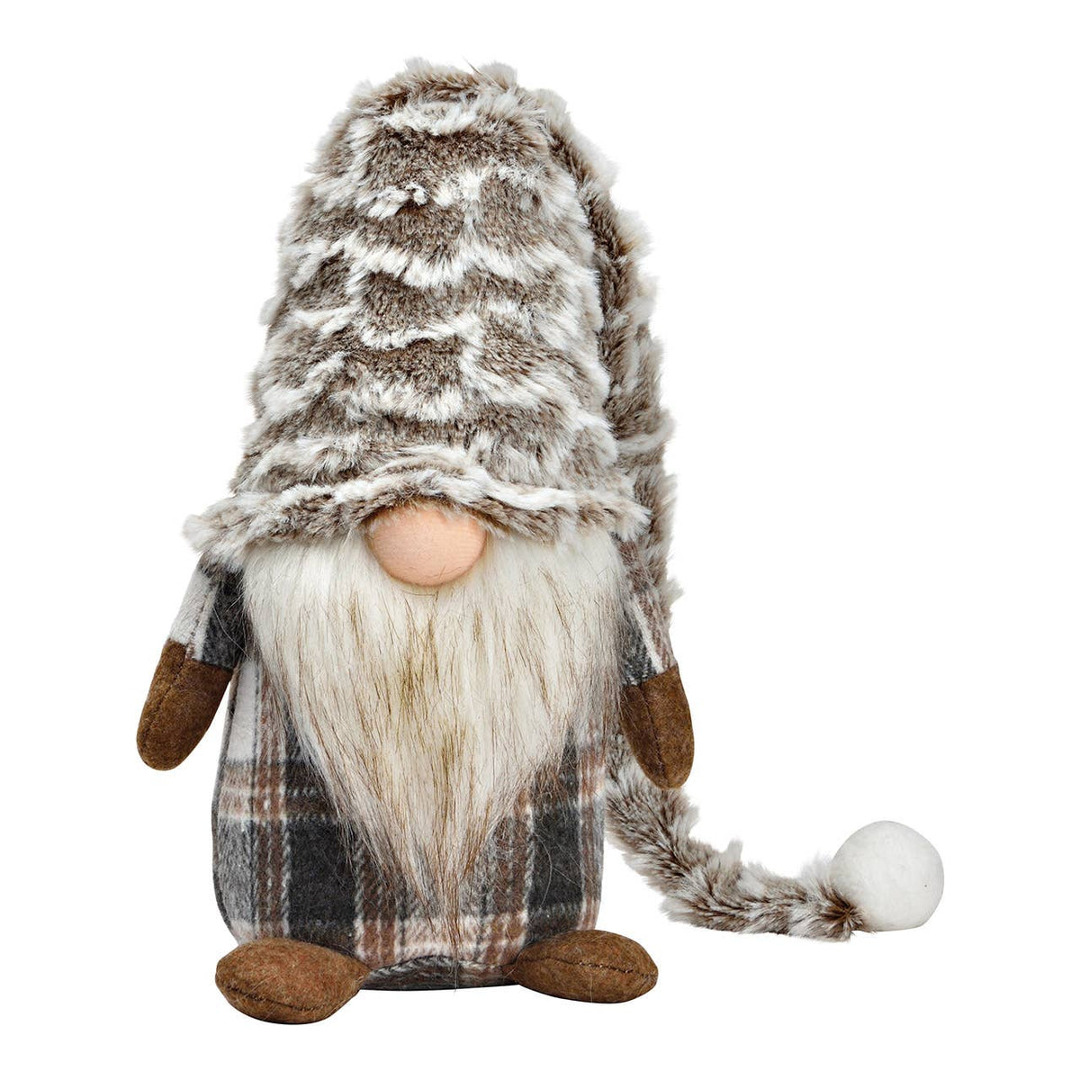 Deko-Wichtel aus Textil, in Grau & Beige