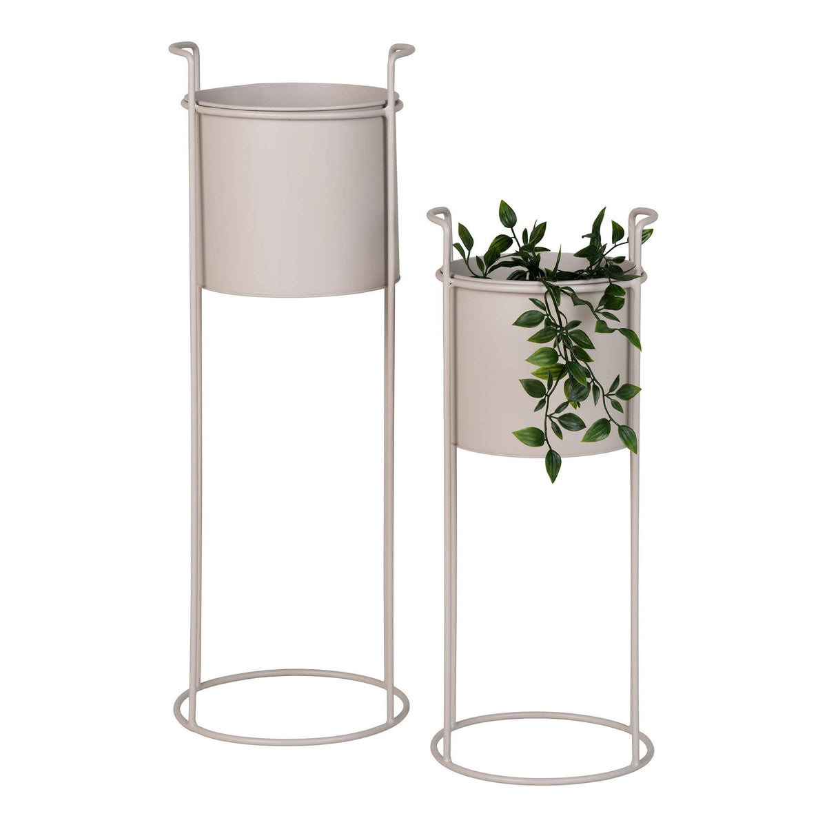 2er Set Blumenständer aus Stahl, Sand, modernes Design