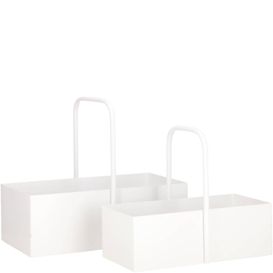 Metall Kasten Erik, 2er-Set, L35/30cm, Weiß