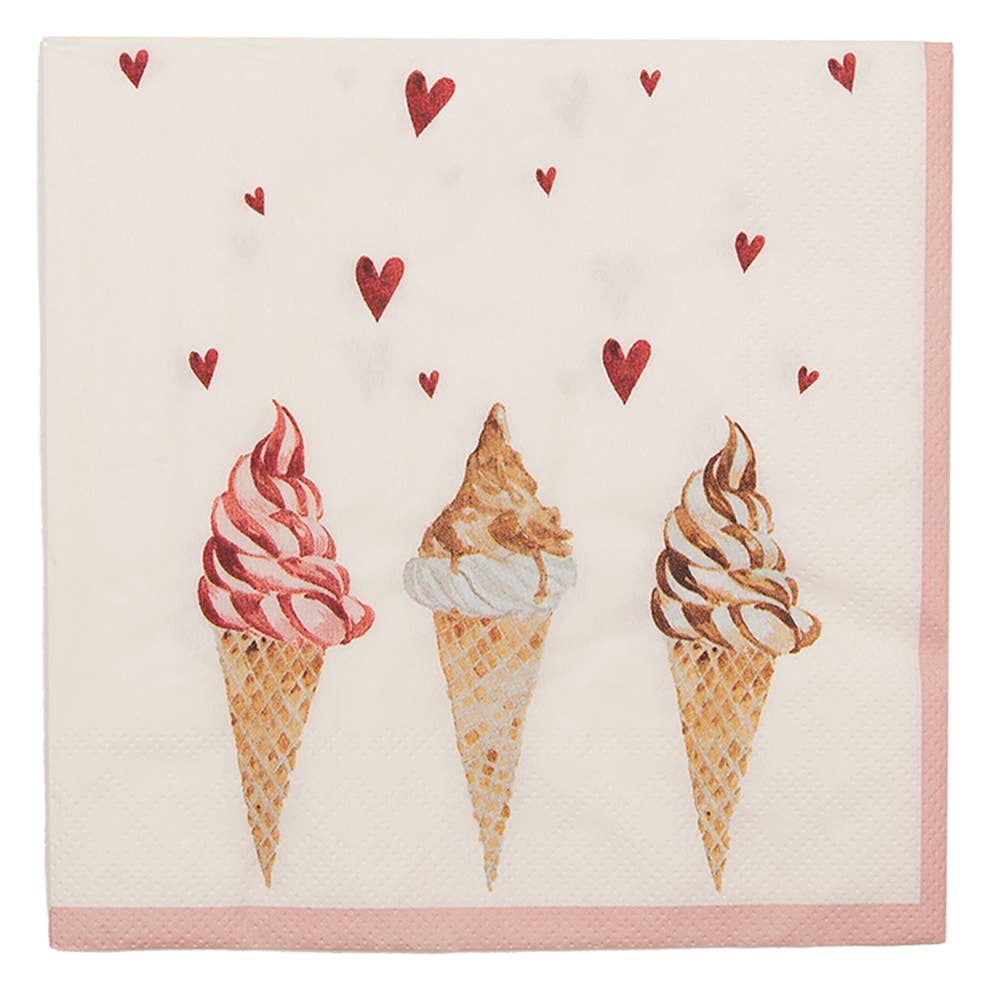 Clayre & Eef Papierservietten-Set, 20 Stück, 33 x 33 cm, Beige-Pink