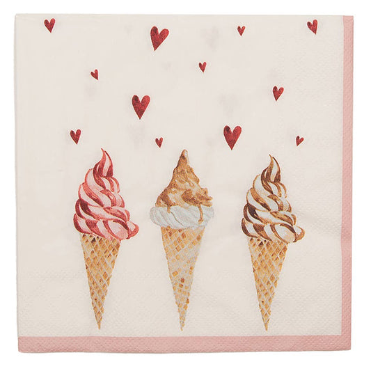Clayre & Eef Papierservietten-Set, 20 Stück, 33 x 33 cm, Beige-Pink