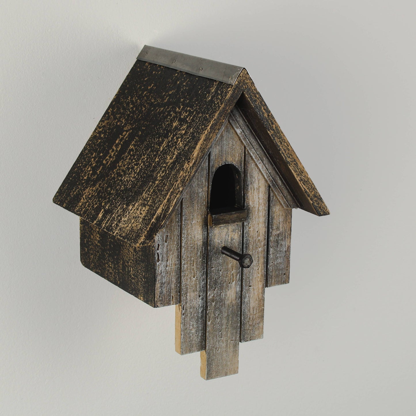 Rustikales Vogelhaus aus Holz – Grau-Braun