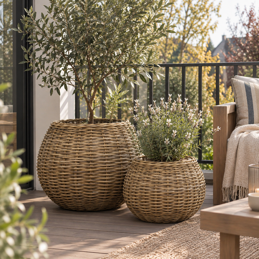 2-er Set Körbe Melaka, in Natur, aus Kubu-Rattan
