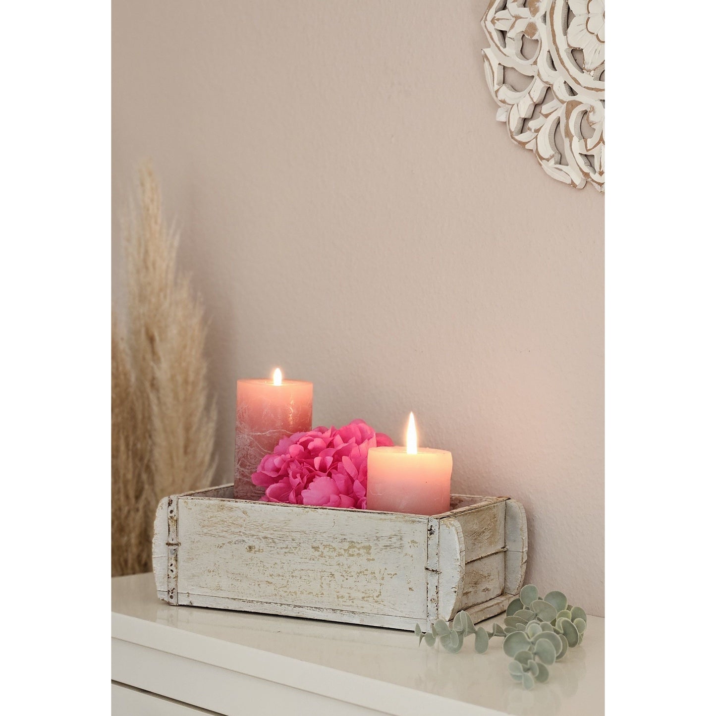 Holzkiste weiß Ziegelform Ziegelsteinform Kiste recyceltes Holz Kasten 30 cm