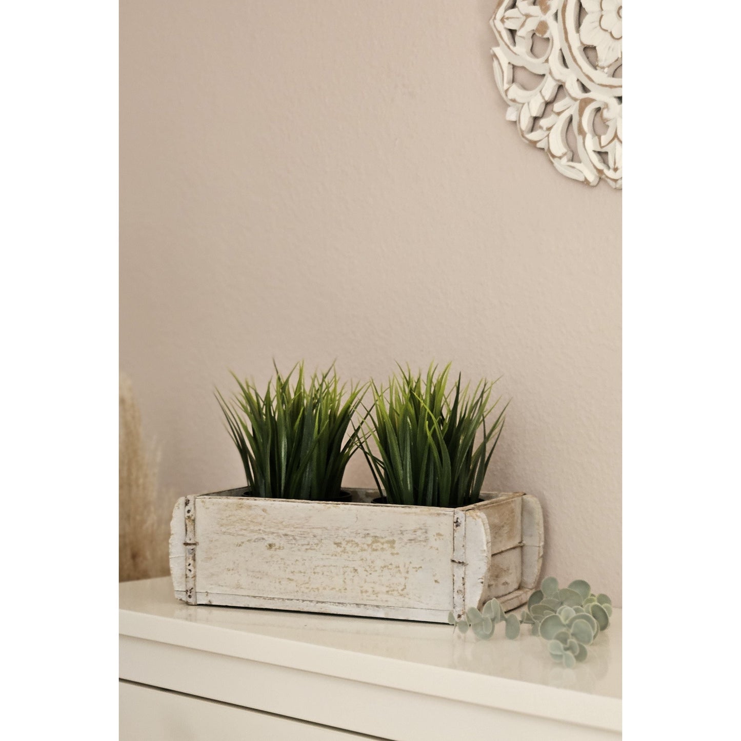 Holzkiste weiß Ziegelform Ziegelsteinform Kiste recyceltes Holz Kasten 30 cm