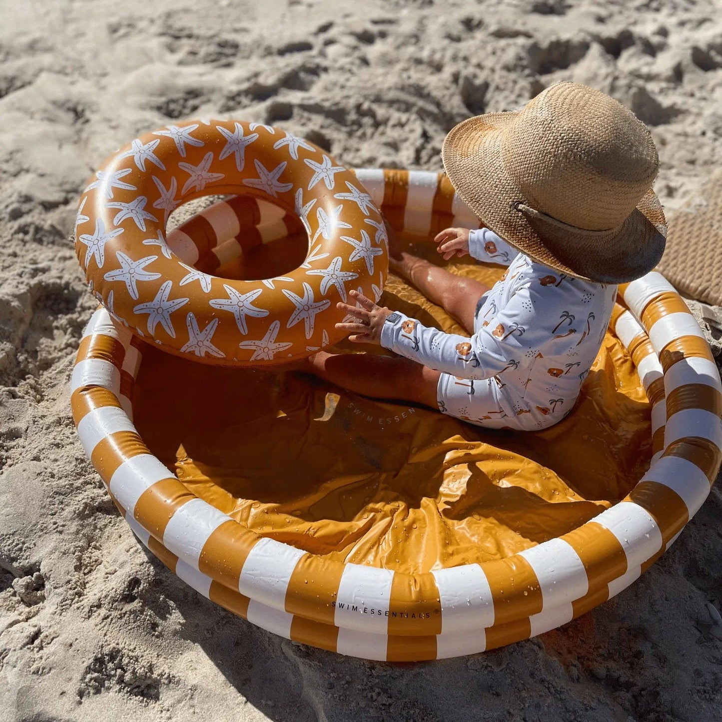 Schwimmring Orange mit Seesternmuster
