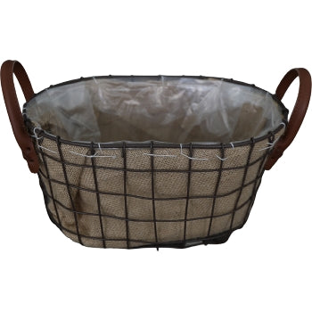 Pflanzkorb aus Metall mit Stoffeinsatz – 30 × 20 cm