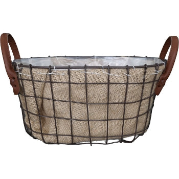 Pflanzkorb aus Metall mit Stoffeinsatz – 30 × 20 cm