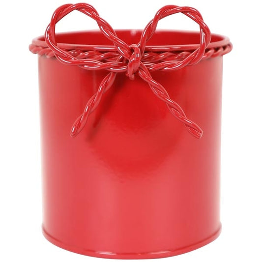 Dekotöpfe ENAMEL in Rot mit Schleife – 2er-Set