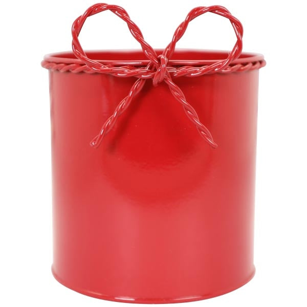 Dekotöpfe ENAMEL in Rot mit Schleife – 2er-Set