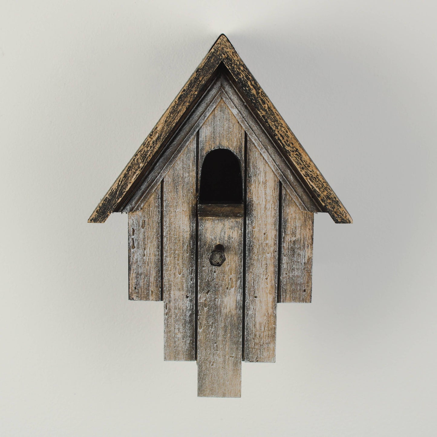 Rustikales Vogelhaus aus Holz – Grau-Braun