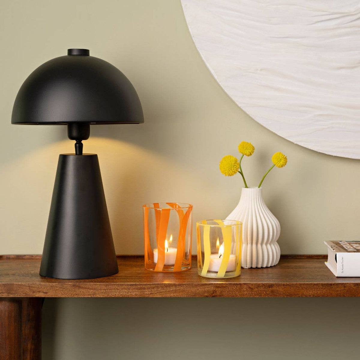 2er-Set Windlichter aus Glas, H 12 cm, Orange & Gelb