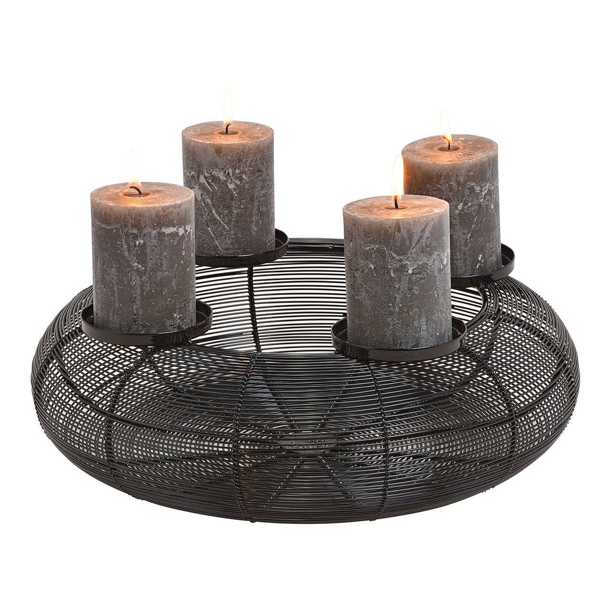 Adventskranz aus Metall, Ø 38 cm, Korbdesign in Schwarz