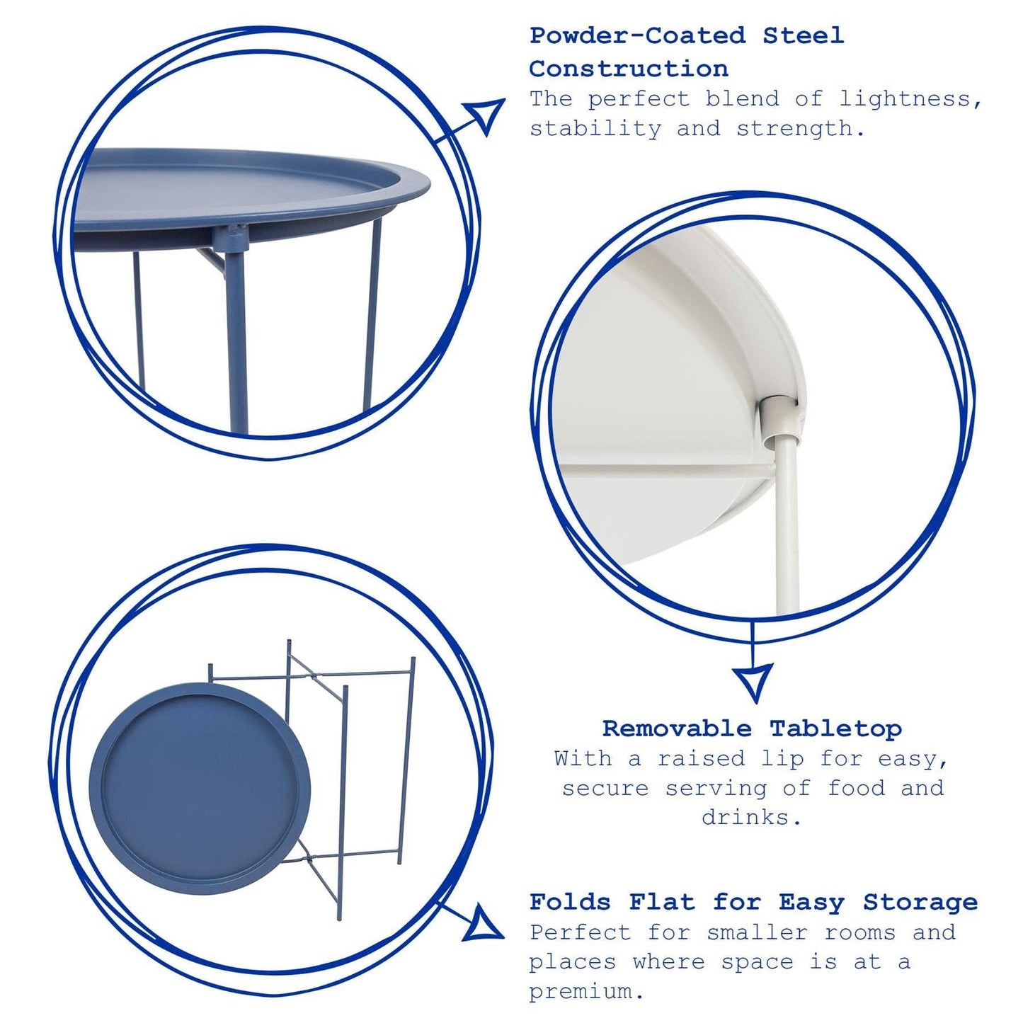 Runder Tabletttisch aus Stahl – von Harbour Housewares