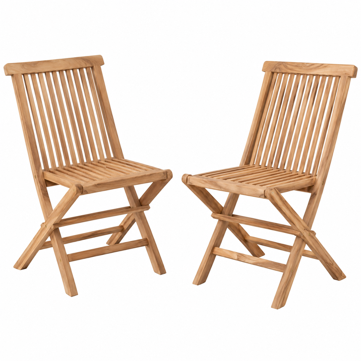 2er Set Gartenstühle, Klappstühle, aus Teakholz, in Natur