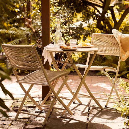 3-teiliges Bistroset Arcas, in taupe, 2 Stühle & 1 Tisch