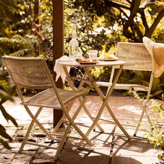 3-teiliges Bistroset Arcas, in taupe, 2 Stühle & 1 Tisch