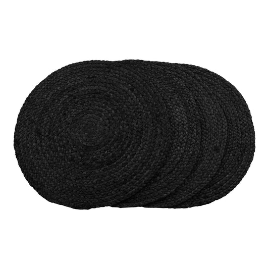 Rundes Tischset aus Jute, Ø 38 cm, Dunkelgrau, 4er Set