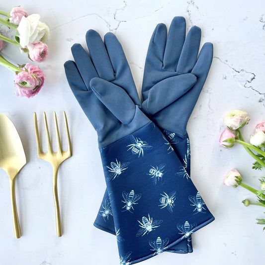 Gartenhandschuhe Navy – mit Bienen-Motiv