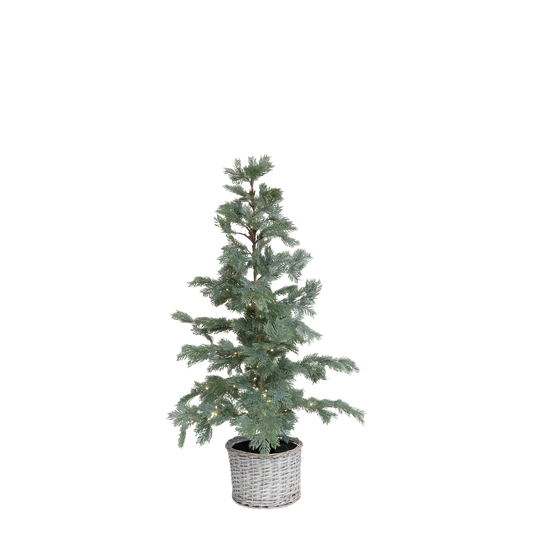 LED-Tannenbaum im Korb, 120 cm groß, mit 80 Lichtern