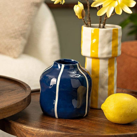 Vase aus Keramik, Blau (B/H/T) 12x12x12cm