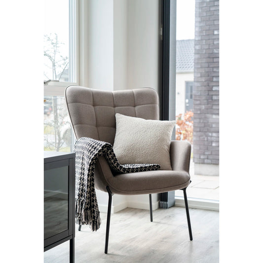 Decke, recycelte Baumwolle, 130 × 180 cm, Schwarz/Beige Hahnentritt