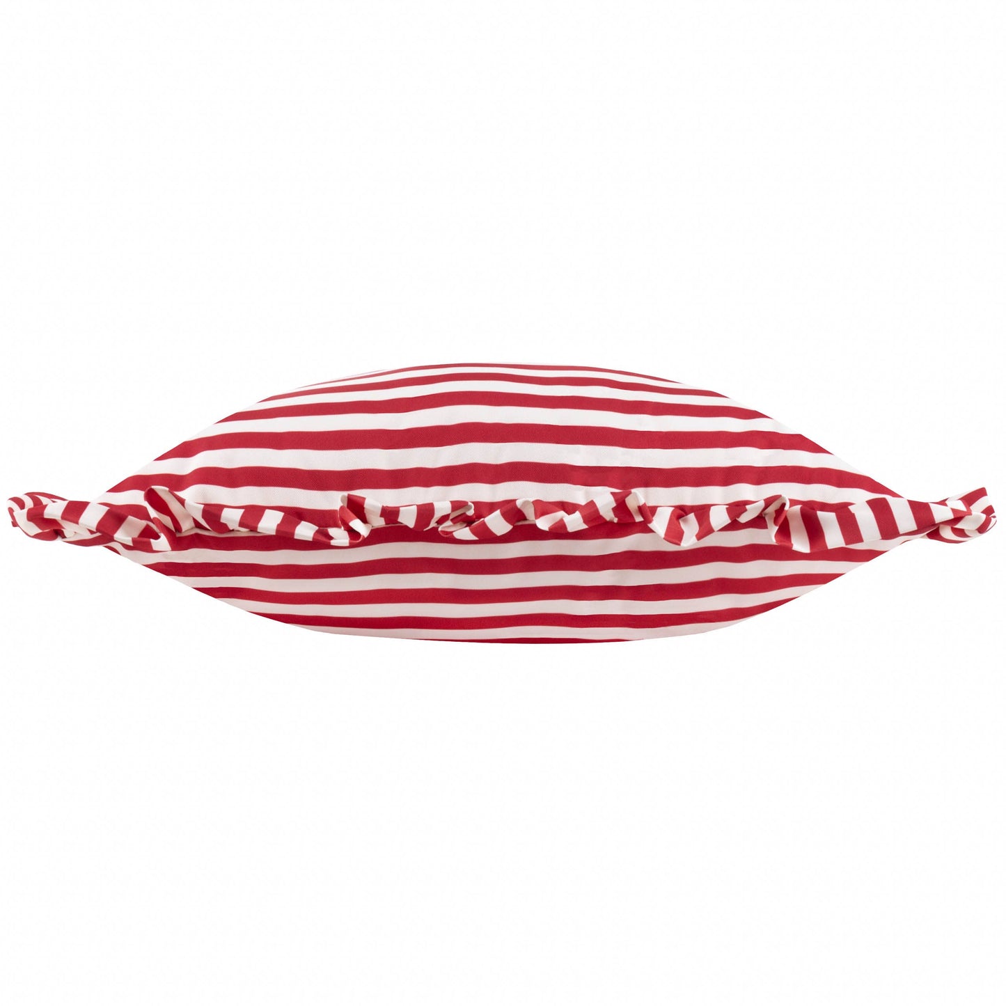 Millie Ruffle Outdoor-Kissen Candy Red gestreift – 50 × 50 cm
