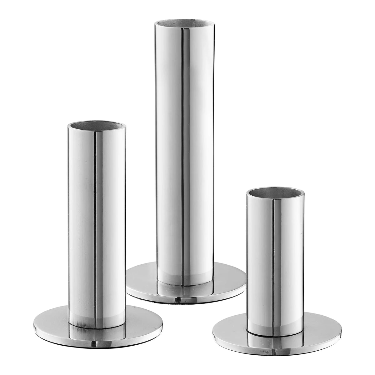Kerzenhalter 3er Set aus Stahl, in Silber