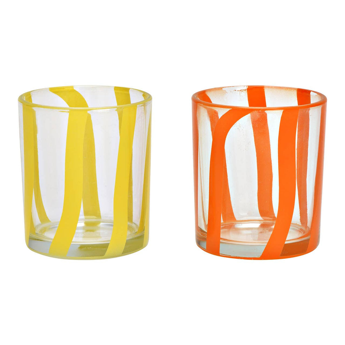 Windlicht 2er-Set aus Glas, H 10 cm, Orange & Gelb