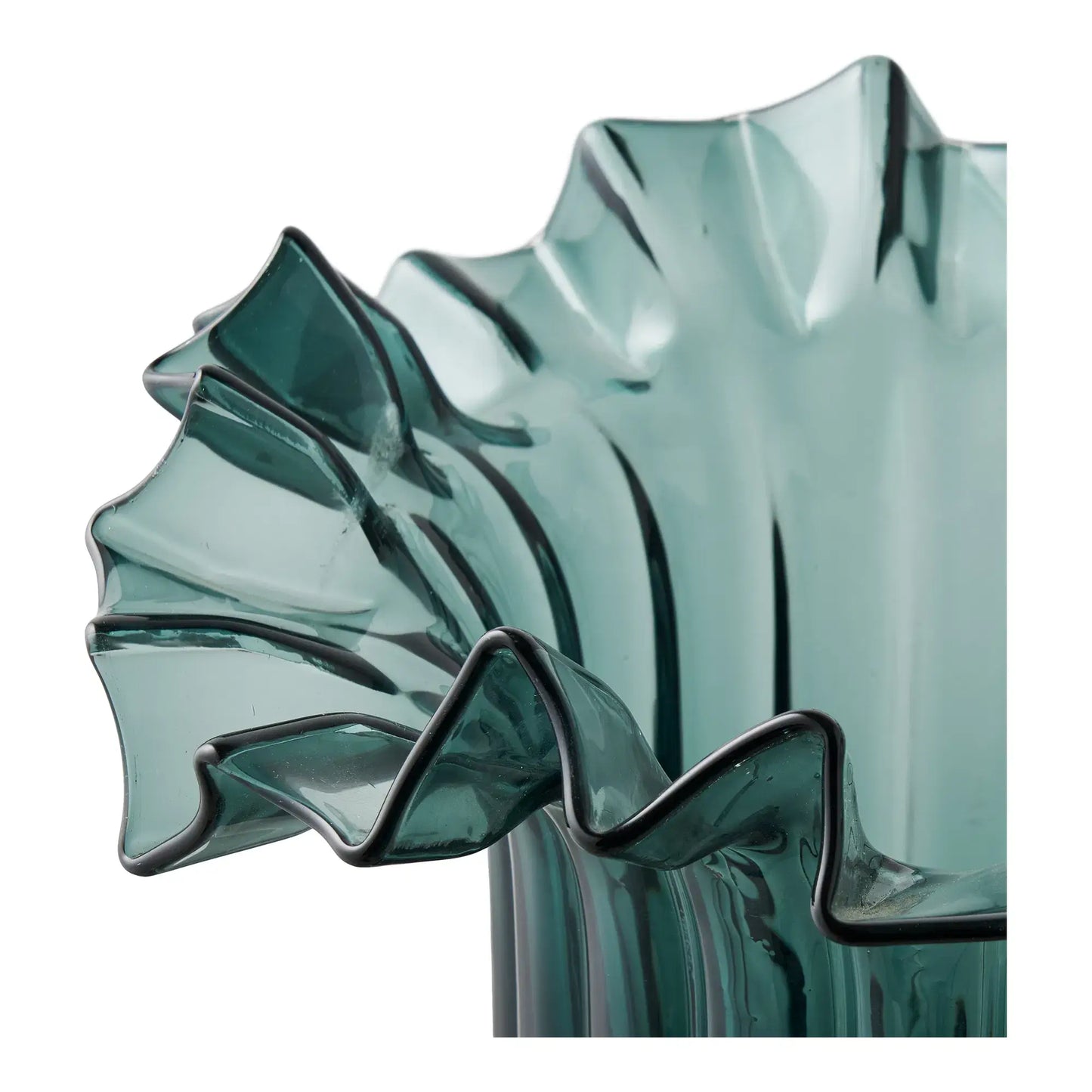 Vase, mundgeblasenes Glas, Dunkelgrün, 25x30 cm