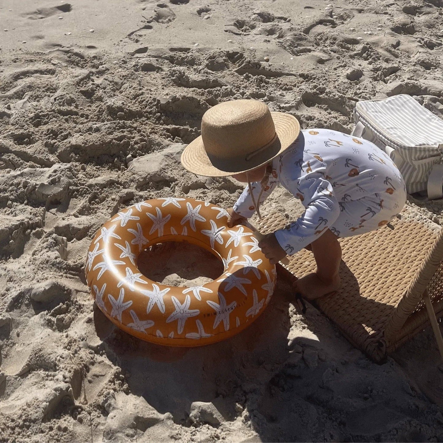 Schwimmring Orange mit Seesternmuster