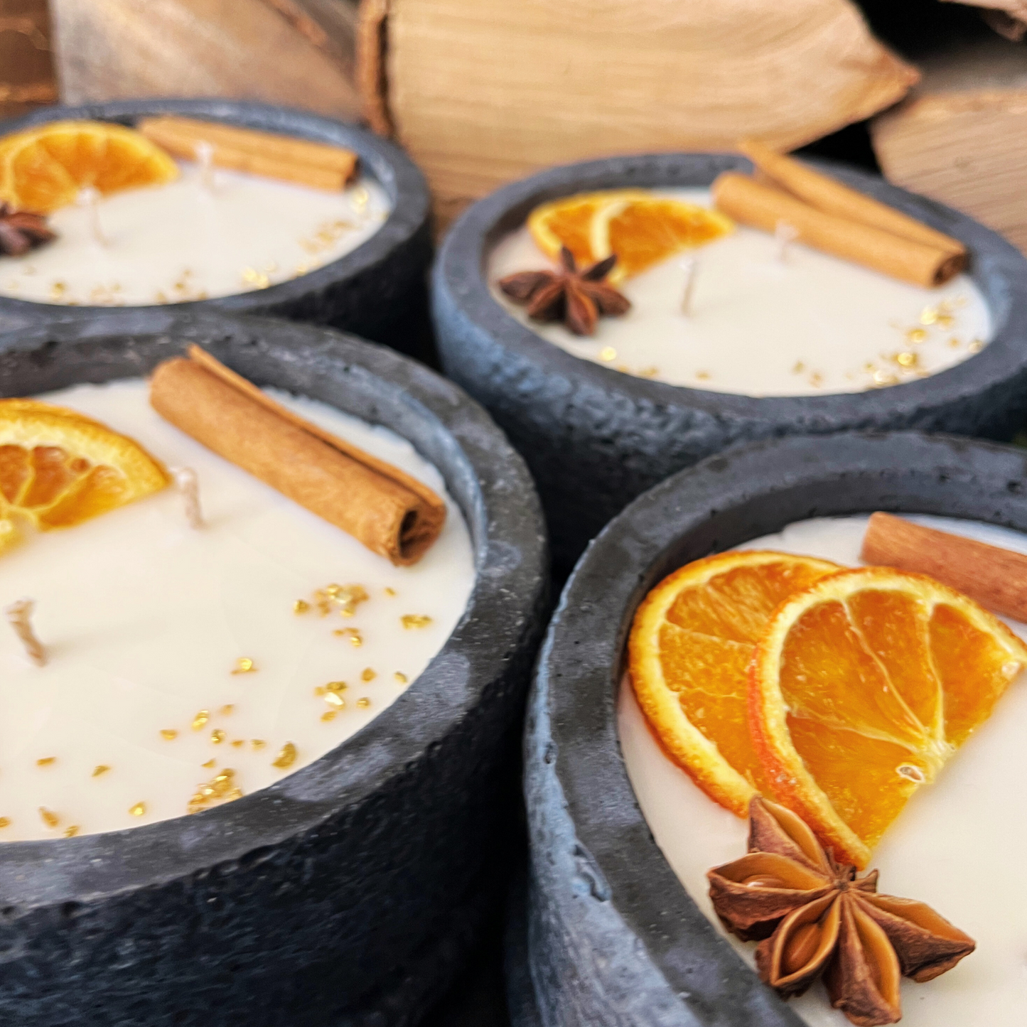 Handgefertigte Betonduftkerze „Black Cinnamon“ aus dem Schwarzwald – Gemütliche Atmosphäre für Ihr Zuhause