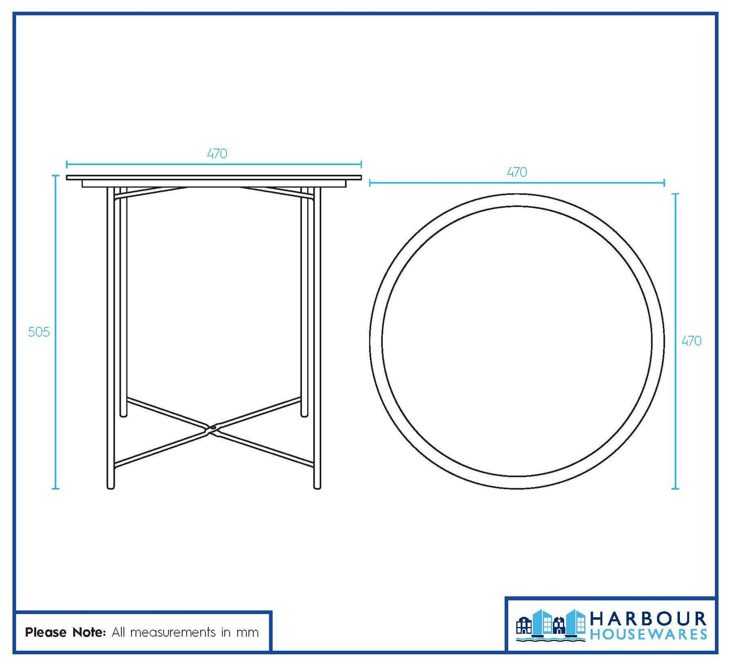 Runder Tabletttisch aus Stahl – von Harbour Housewares
