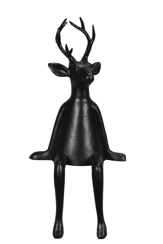 Kantenhocker Hirsch aus Polyresin, 45 cm, Schwarz