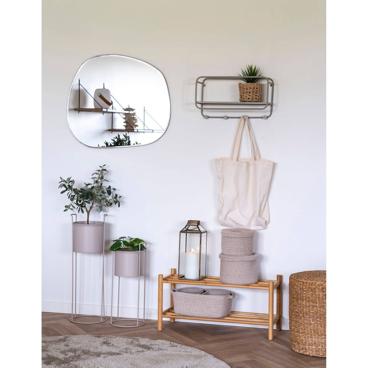 2er Set Blumenständer aus Stahl, Sand, modernes Design