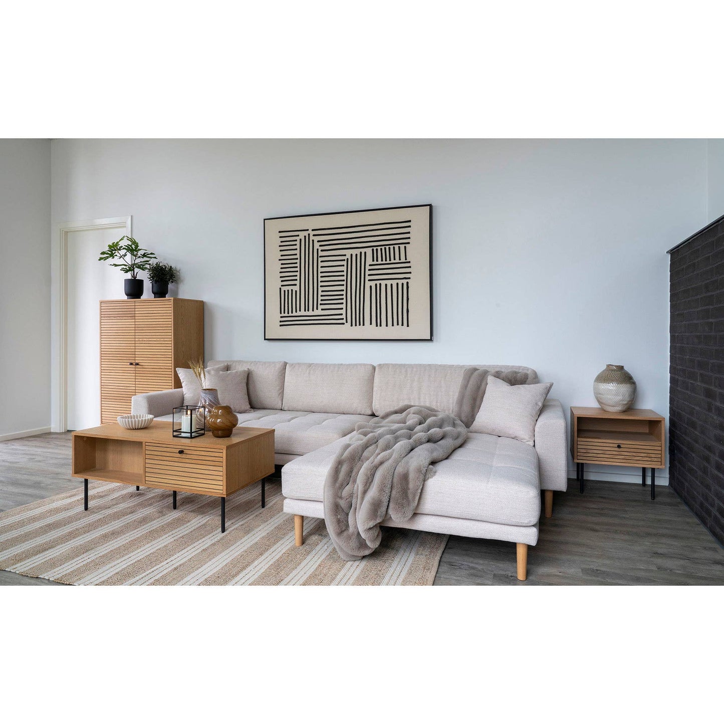 Galena Plaid - Beige Decke aus Kunstpelz