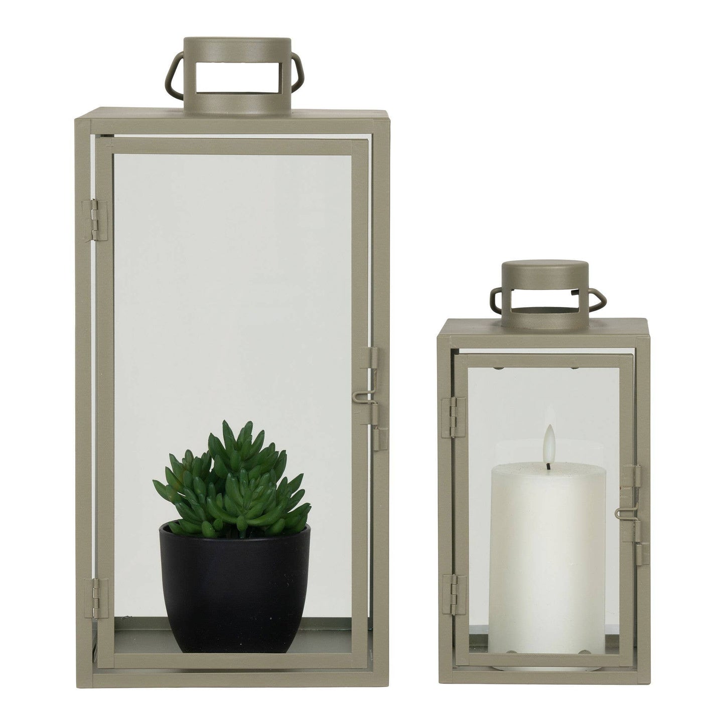 Corfu Laternen 2er-Set Grün – Metall & Glas