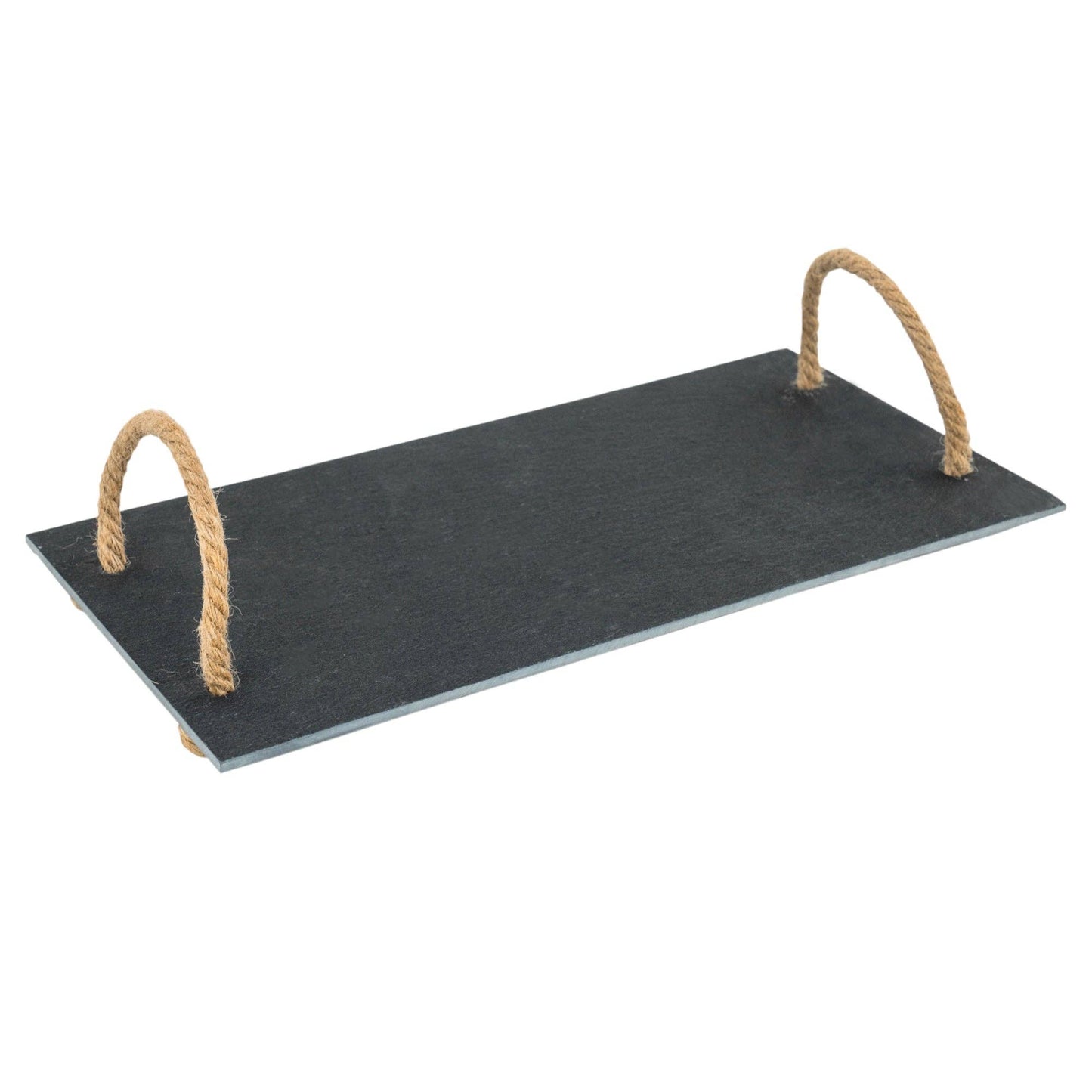 Argon Tableware Schiefer-Servierplatte mit Vintage-Seilgriffen