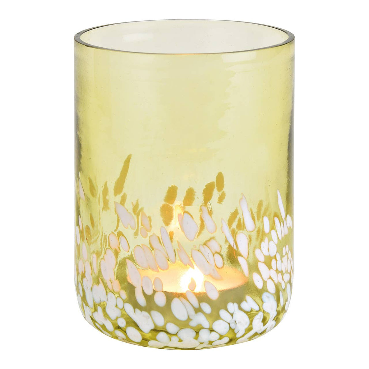 Windlicht aus Glas, H 14 cm, dekoratives Grün