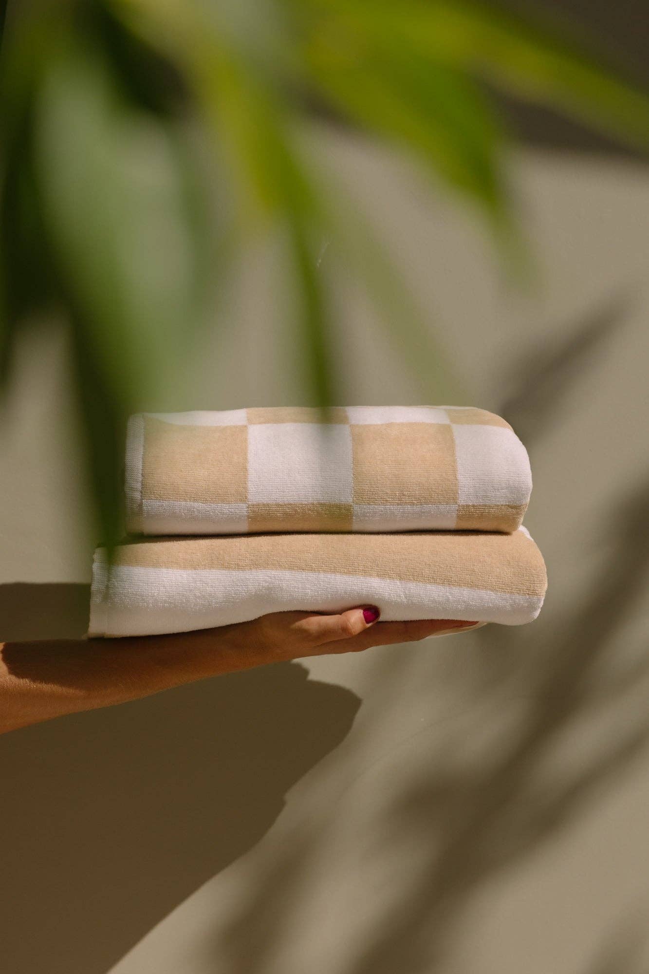 Strandtuch Gibalta Beige gestreift – 100 × 180 cm