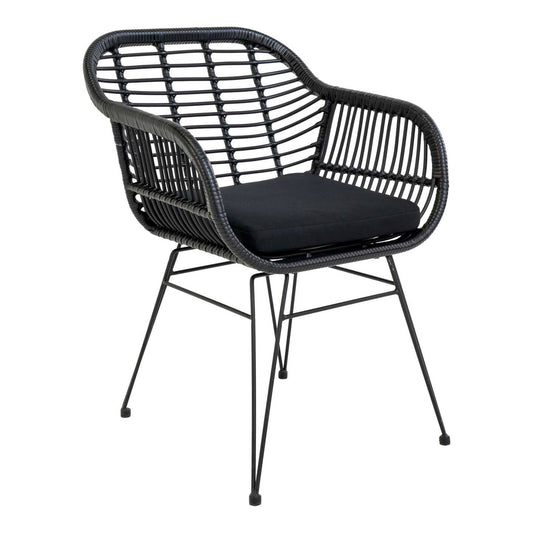 Sessel Trieste – Stuhl aus schwarzem Polyrattan mit Kissen