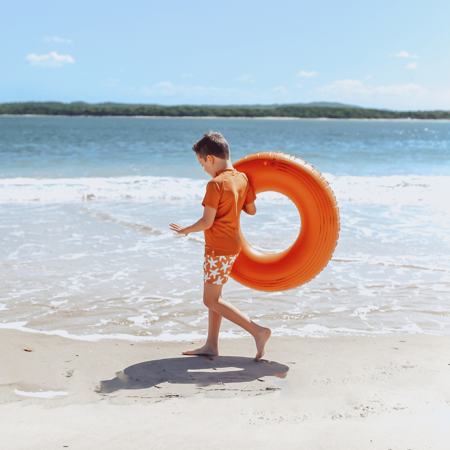 Schwimmring Orange mit Seesternmuster