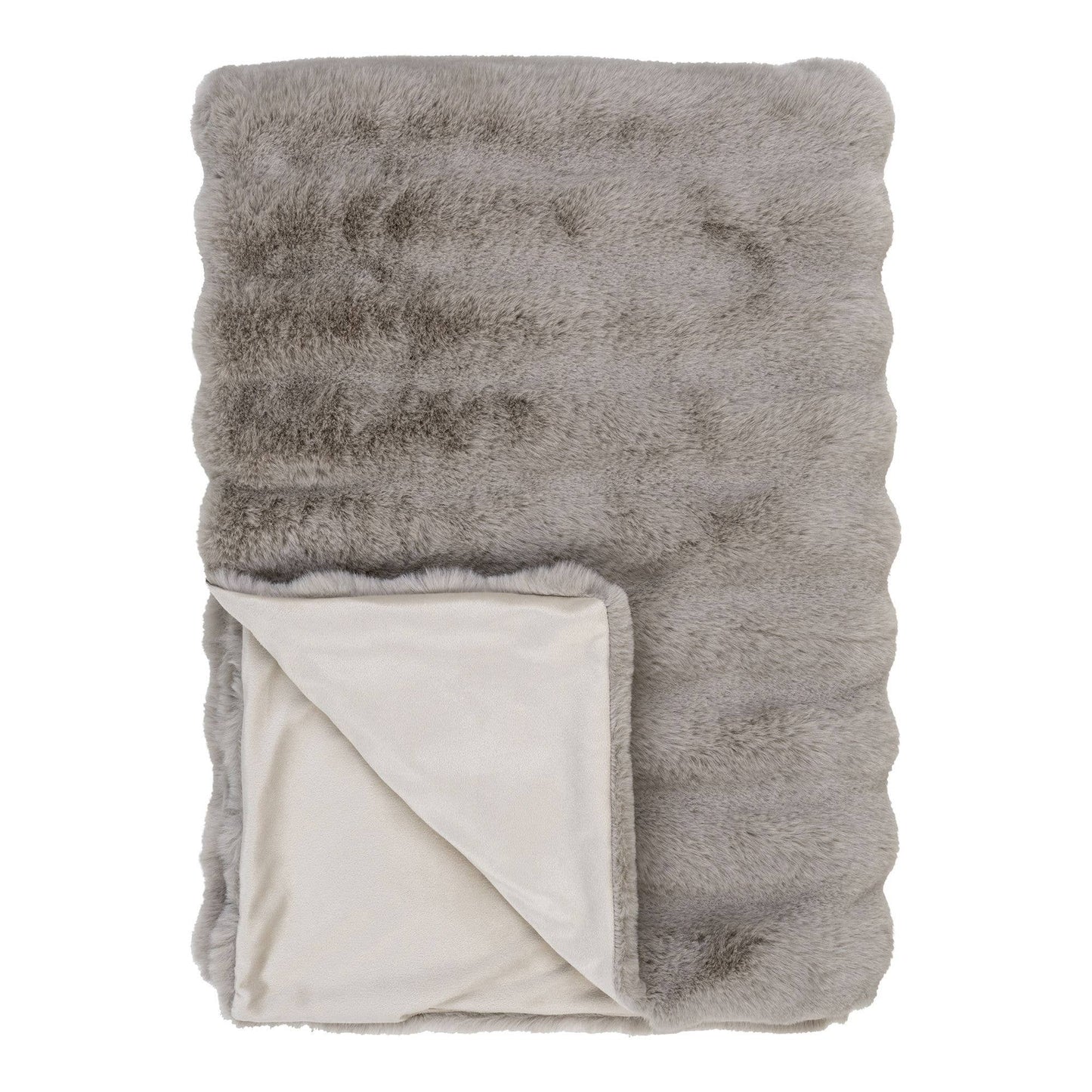 Galena Plaid - Beige Decke aus Kunstpelz