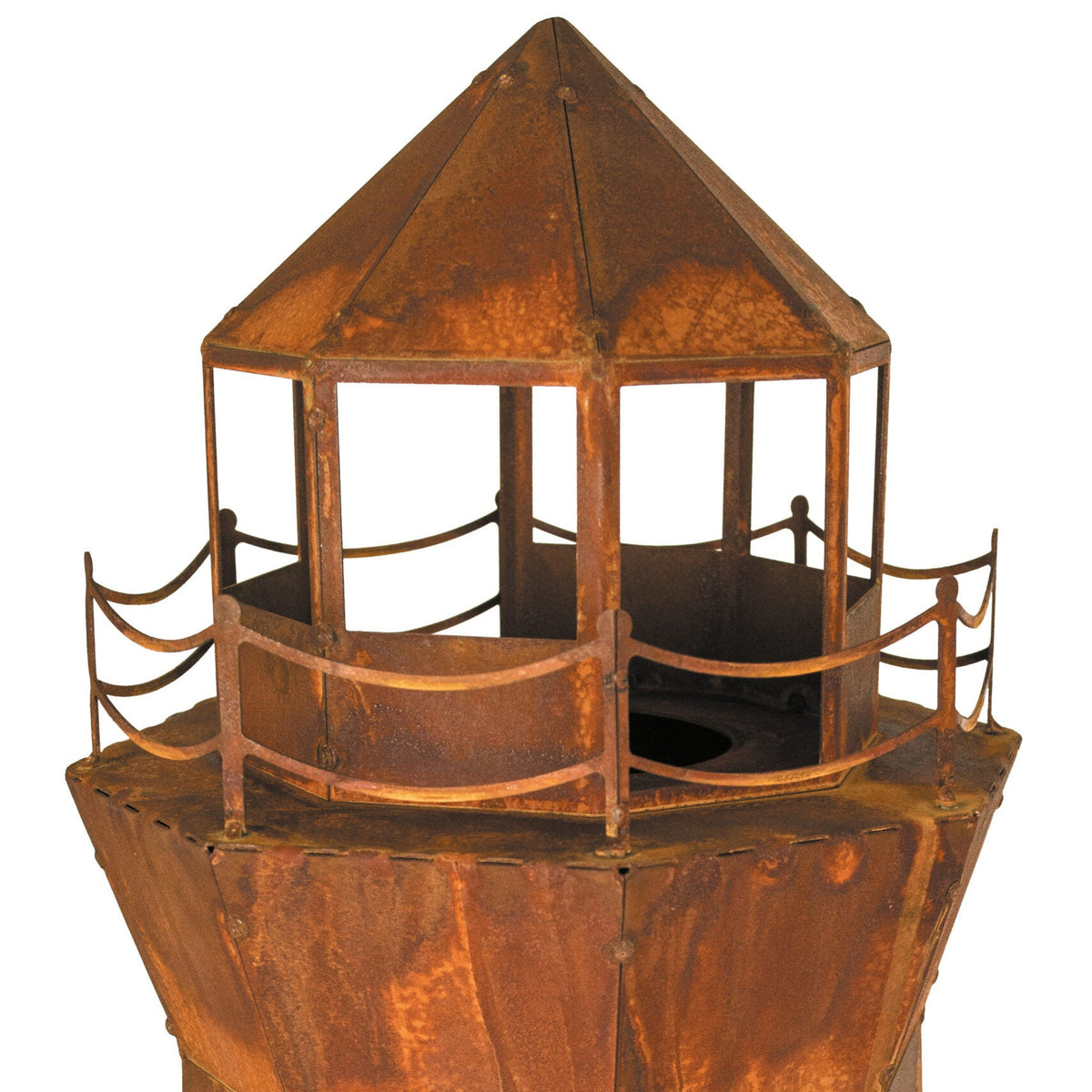 Leuchtturm aus Edelrost, 130 cm, dekorative 3D-Optik