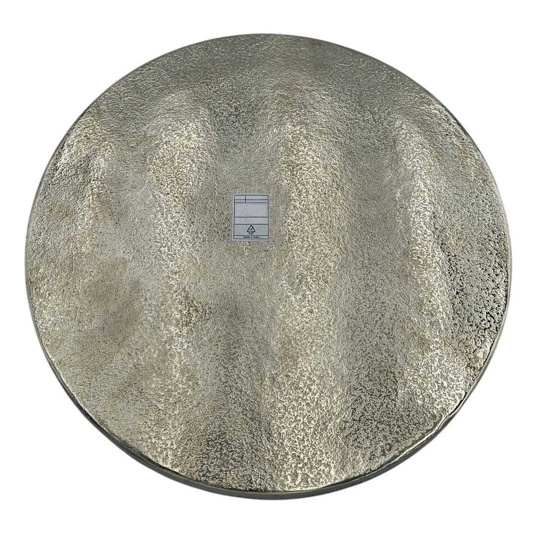 Deko Teller Schale silber rund 35 cm Kerzentablett Schale Metall