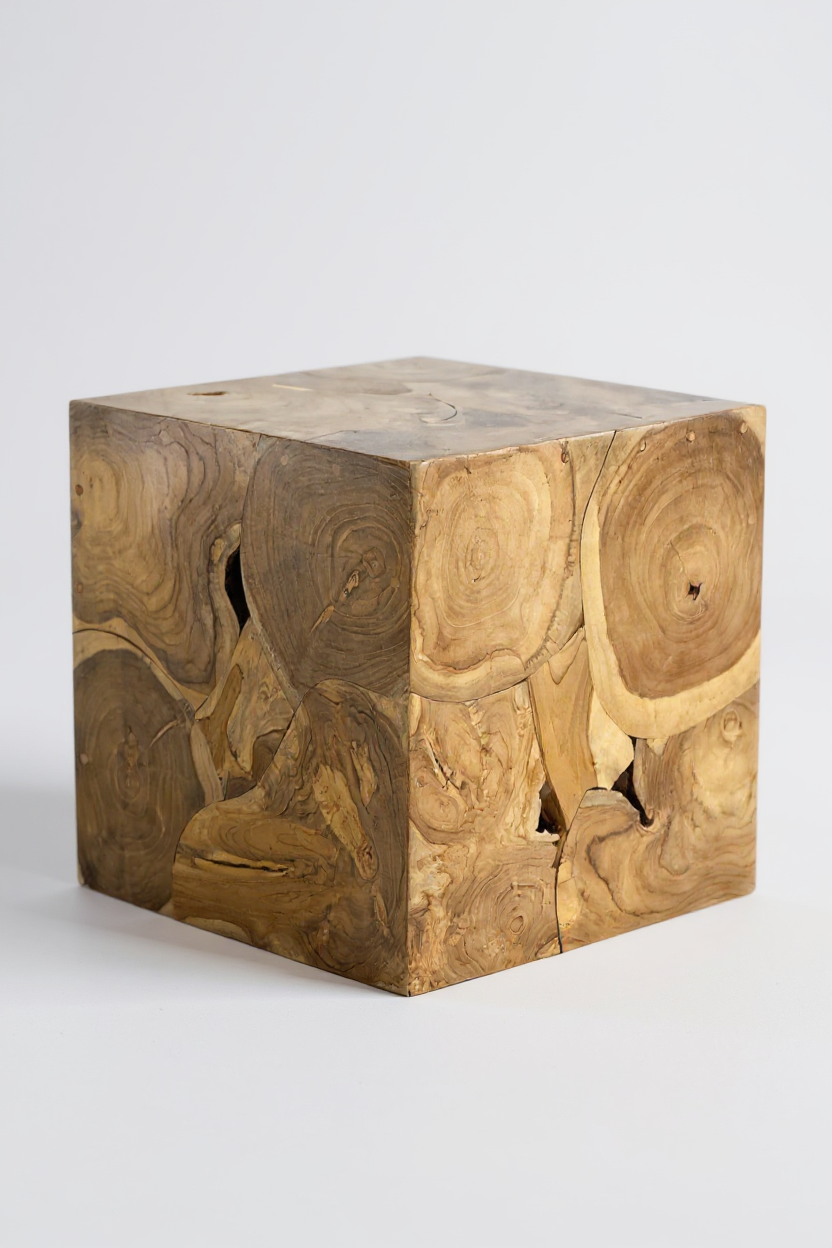 Holzmosaik Beistelltisch - Couchtisch Nachttisch Pflanzenhocker Hocker - Handgefertigt - 40&60x40x40 cm