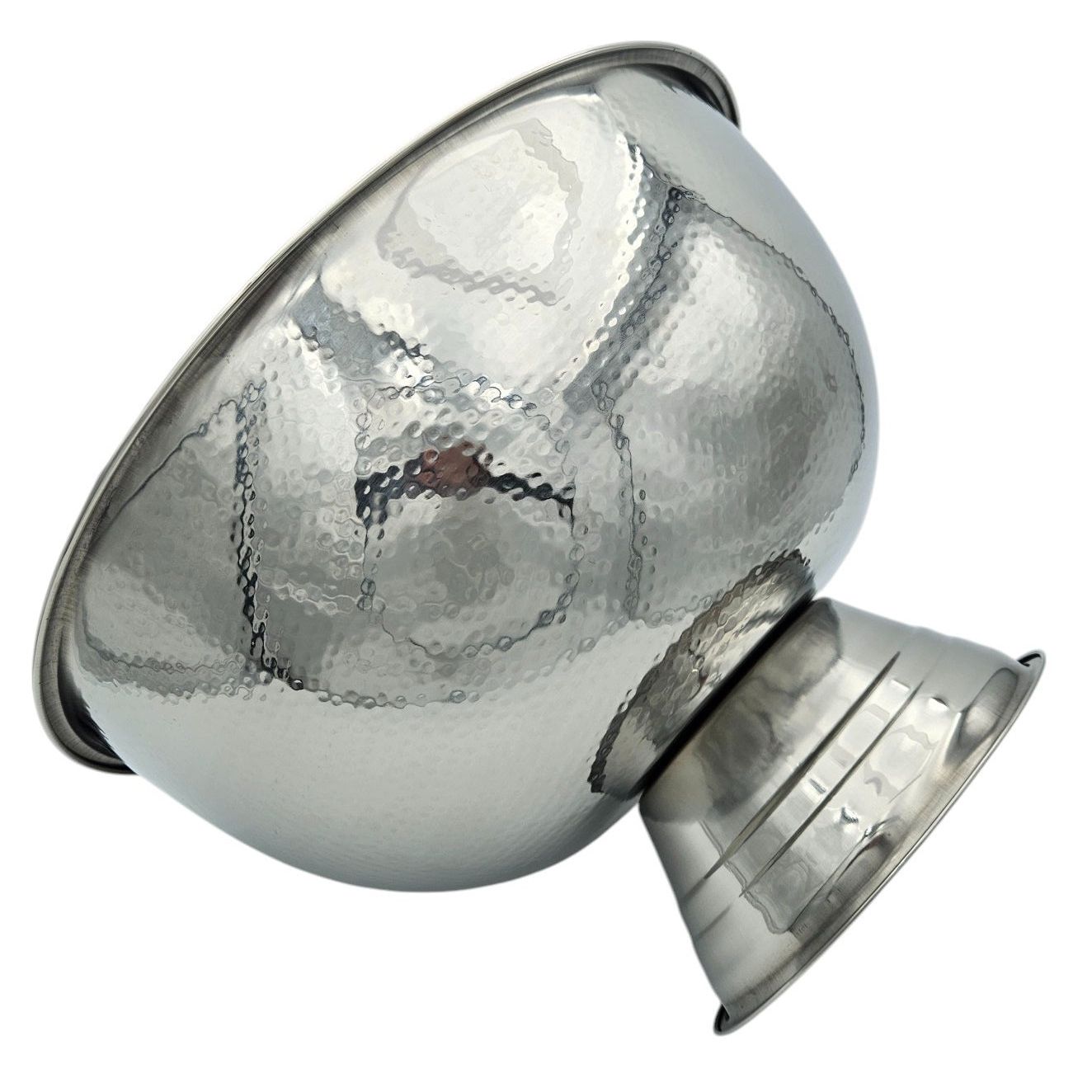 Flaschenkühler Schale rund Edelstahl Champagnerschale Hammerschlag Sektkühler