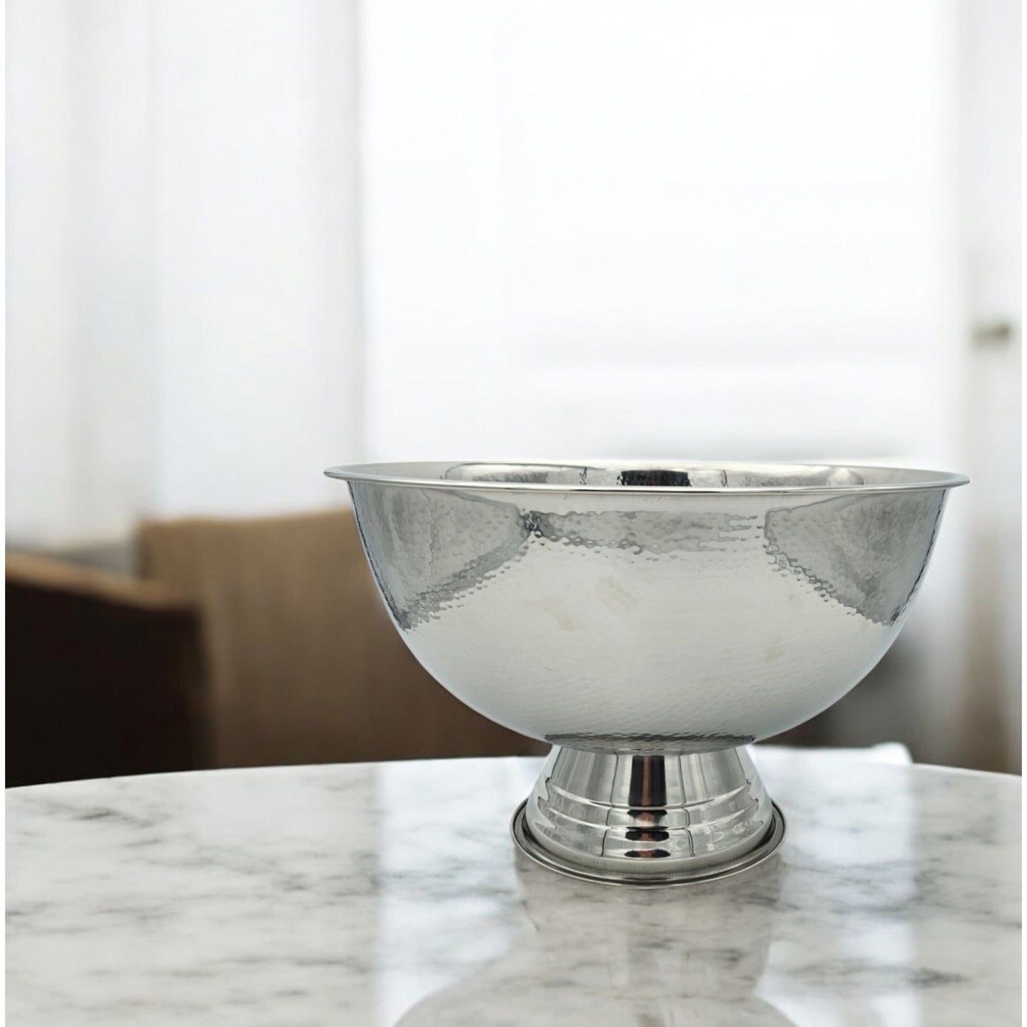 Flaschenkühler Schale rund Edelstahl Champagnerschale Hammerschlag Sektkühler