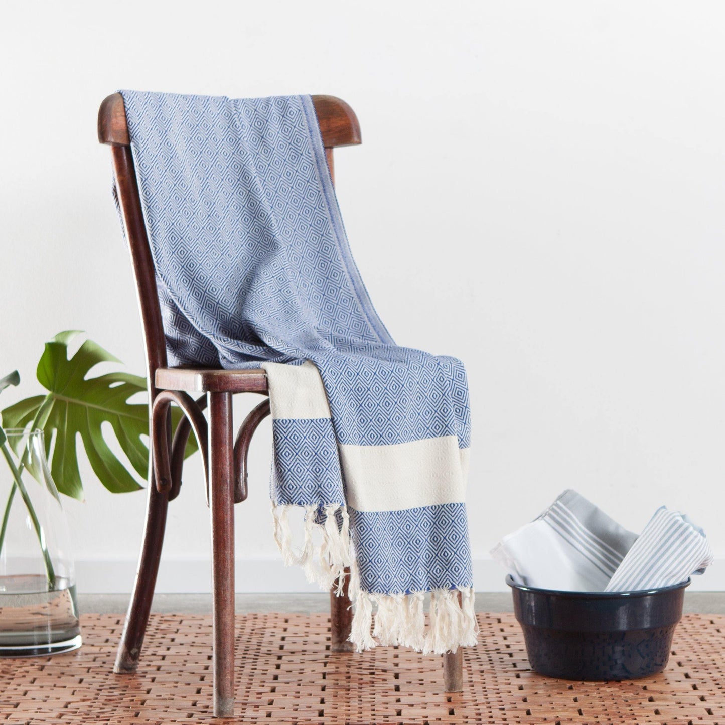 Hamamtuch Charlotte dunkelblau - handgewebt